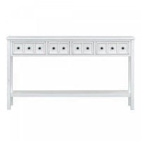 Michael Solid Wood Console Table For Entryway With Storage Drawers And Bottom Shelf - White