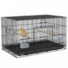 Pawhut 17.7\" Birdcage For Canaries, Lovebirds Finches, Budgie Cage With Removable Tray, Bottom Mesh Panel, Wooden Perches, Food Containers