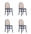 Paragon Industry Chic Cane Back Wood Upholstered Dining Chair in Black and Gray - Set of 4