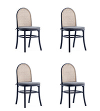 Paragon Industry Chic Cane Back Wood Upholstered Dining Chair in Black and Gray - Set of 4