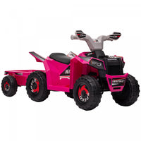 Aosom 6v Kids Atv Quad, Battery Powered Ride-On Electric Vehicle For Kids With Back Trailer, Wear-re