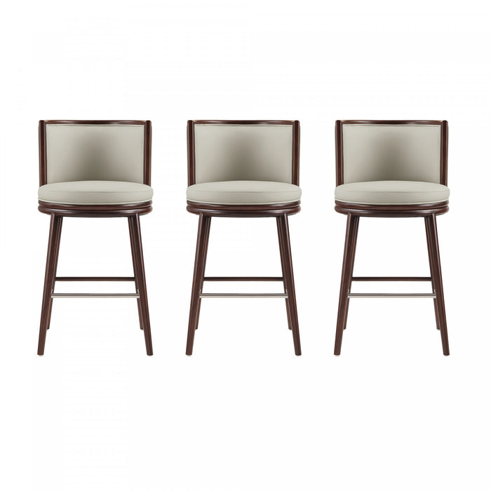 Evalyn Modern Wood Upholstered Barstool in Stone - Set of 3