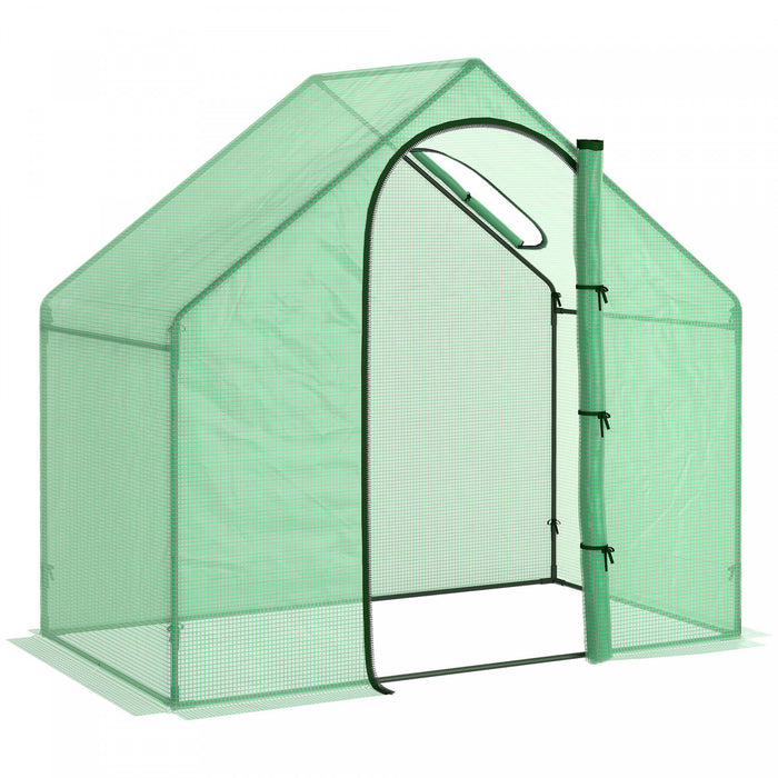 Outsunny 6'x3.3'x5.5' Walk-in Garden Greenhouse With Door And Top Window, Portable Mini Greenhouse For Plants Flowers Herbs, Outdoor Hot House Growing Tent With Steel Frame, Green Pe Cover