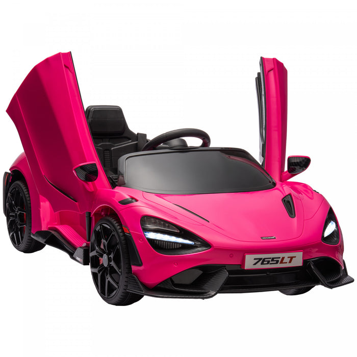 Qaba Mclaren 765lt Licensed 12v Ride On Car, Battery Powered Ride-On Kids Electric Car With Scissor Doors, Transport Wheels, Remote Control, Slow Start, Led Lights, Music Horn, Pink