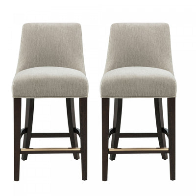 Beever Modern Chenille Wood Counter Stool in Taupe - Set of 2 Bar Stool | Tabouret de comptoir moderne en bois avec chenille Beever, taupe - Lot de 2