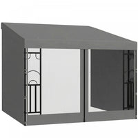 Outsunny 10' x 10' Wall Mounted Pergola Gazebo with Curtains and Nettings
