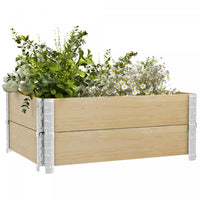 Outsunny Foldable Wooden Raised Garden Bed W/ Open Bottom Two-box