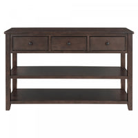 Wendy Solid Wood Console Table With 3 Drawers And 2 Open Shelves,espresso Accent Cabinet 