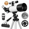 Outsunny Telescope for Adults and Beginners, 70 mm Aperture Portable 400 mm Refractor Telescope with 40X/16X Magnification, Adjustable Tripod, Carry Bag for Travel, White