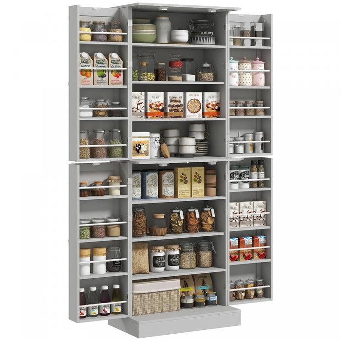 HOMCOM 65\" Kitchen Pantry Cabinet with Adjustable Shelves Spick Racks Grey
