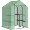 Outsunny 56\" X 54\" X 74\" Walk-in Greenhouse Portable Garden Plant Flower Seed Warm House 8 Shelves Outdoor Plant Growth Hot House Pe Cover Green