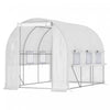Outsunny 10' X 6.6' X 6.6' Walk-in Tunnel Greenhouse Pe Cover, Zipper Doors Roll-up Side Cover& Mesh Windows, White