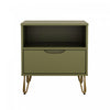 Rockefeller Mid-Century Modern 20" Nightstand in Olive Green (1-Drawer) | Table de nuit Rockefeller Mid-Century Modern 20" en vert olive (1 tiroir)