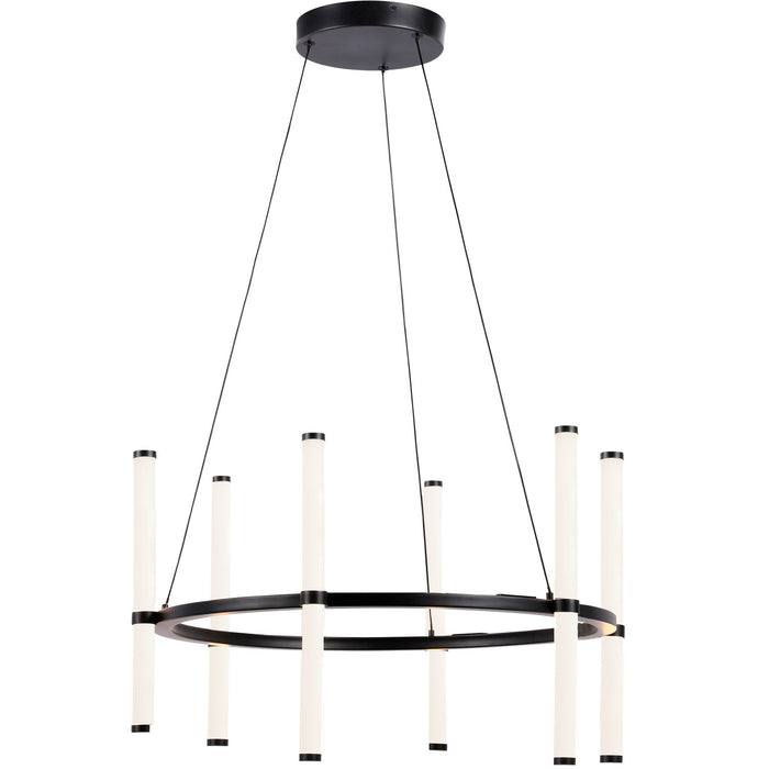 Dainolite Corvette Chandelier 36w Matte Black White Acrylic Diffuser Lamp