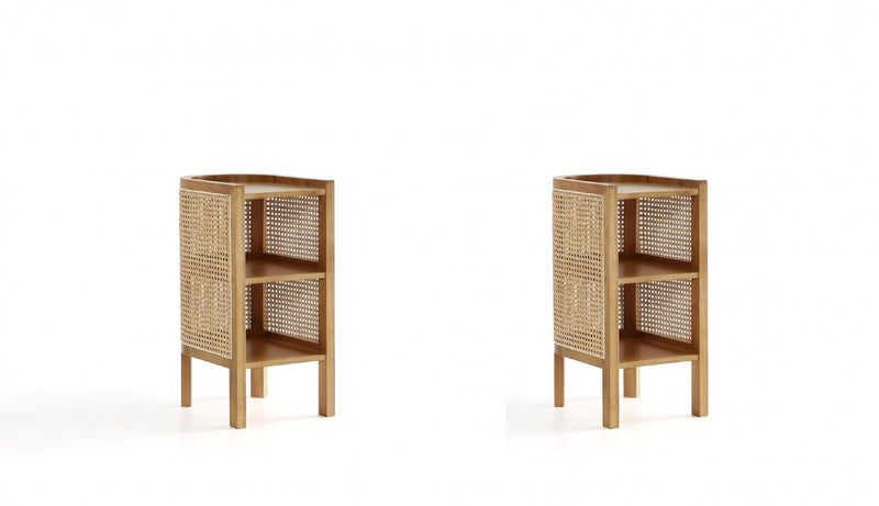 Versailles Industry Chic End Table in Natural - Set of 2