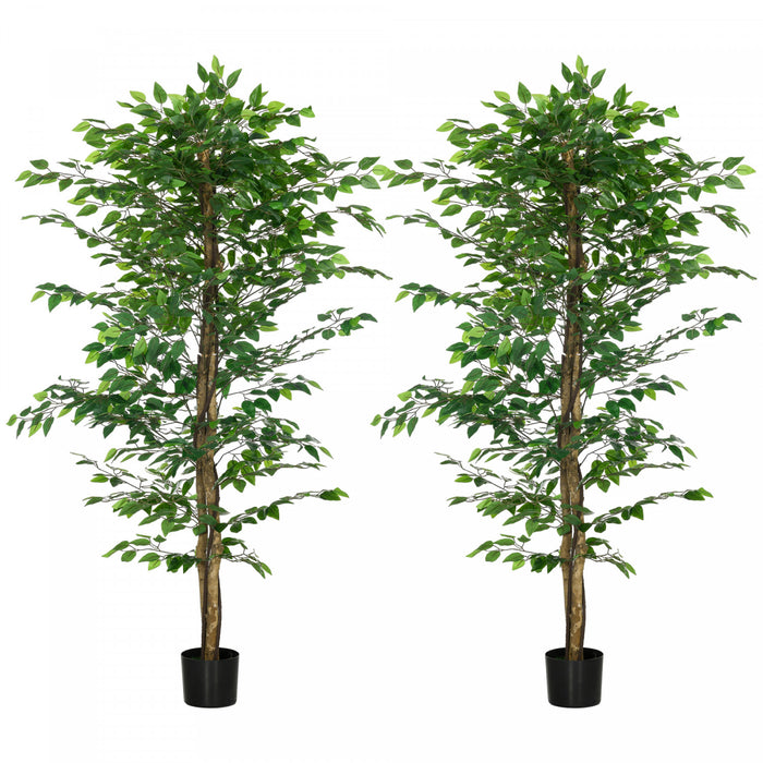 HOMCOM 2 Piece 6ft Artificial Trees Ficus for Indoor Home Decor