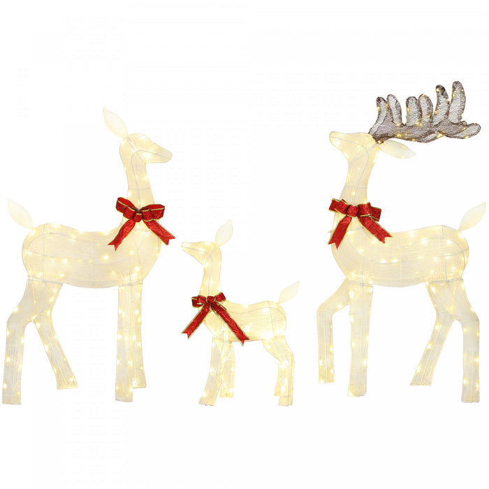 Outsunny 3-Piece Lighted Christmas Deer, Outdoor Reindeer Decoration