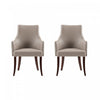 Connie Modern Vegan Leather and Velvet Wood Armchair in Taupe - Set of 2 Dining Chair