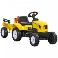 Aosom Ride On Excavator For Kids, Pedal Ride On Tractor With Back Storage Trailer, Shovel, Rake, Hor