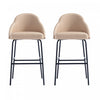 Gracie Modern Metal Upholstered Barstool in Tan and Black - Set of 2