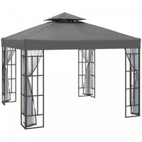 Outsunny 10'x10' Garden Gazebo Outdoor Sunshade Portable W/ Screen, Grey
