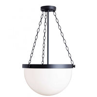 Dainolite Rhonda 1 Light Incandescent Pendant Matte Black White Glass Lamp