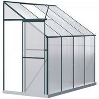 Outsunny Lean-to Greenhouse Walk-in Garden Aluminum Polycarbonate With Roof Vent For Plants Herbs Ve