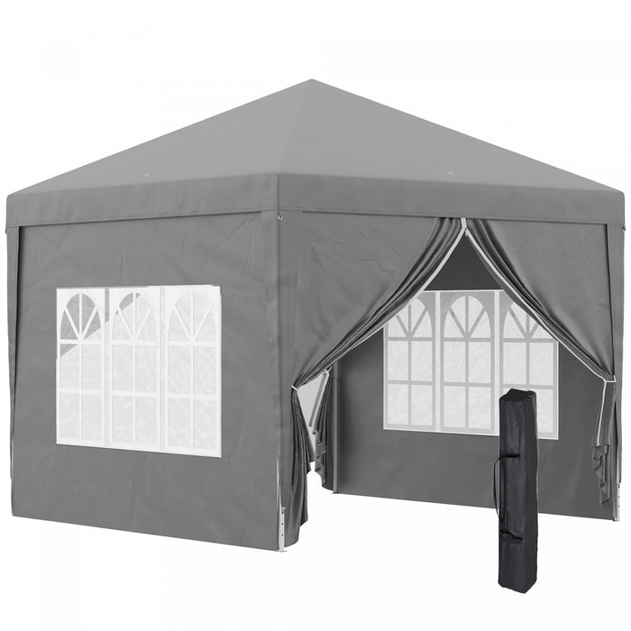 Outsunny 10'x10' Outdoor Pop Up Party Tent Gazebo Canopy With Carrying Bag (light Grey)