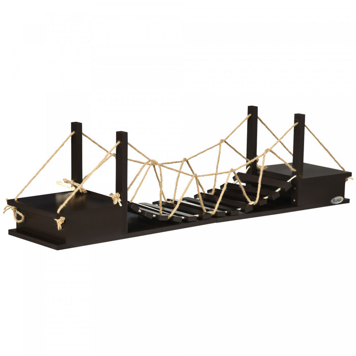 Pawhut Wall-mounted Cat Shelf，37.8\" Long Bridge-shaped Cat Wall Furniture Cat Tree, Kitten Activity Center, Coffee