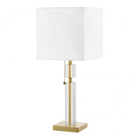 Dainolite Fernanda 1 Light Table Lamp Aged Brass White Shade