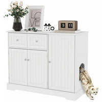 Pawhut Cat Litter Box Enclosure, Hidden Litter Box Furnitrue Indoor Cat House With Drawer, Storage,