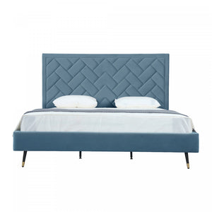 Crosby Modern Upholstered Velvet King Bed in Blue