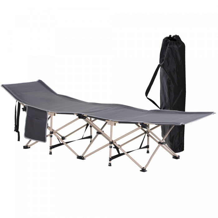 Outsunny Folding Camping Cot, Portable Sleeping Bed For Travel, Grey