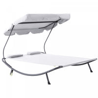 Utsunny Double Patio Lounger With Adjustable Canopy Cream White