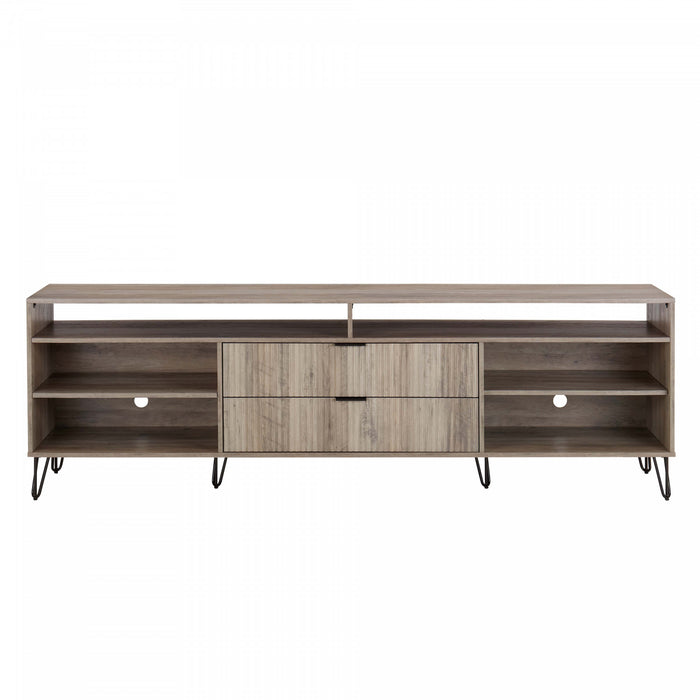 Dumbo Modern 85\" Fluted TV Stand in Rustic Gray