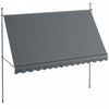 Outsunny 11.5' X 4' Manual Retractable Awning, Non-screw Freestanding Patio Sun Shade Shelter With Support Stand And Uv-resistant Fabric For Window, Door Porch, Deck, Dark Grey