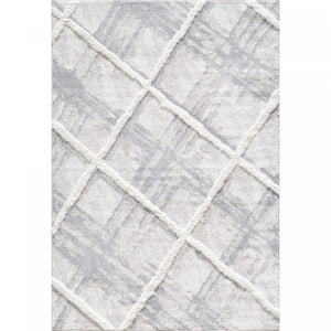 Lola Lattice Lines Cream Shag Area Rug - 6'7