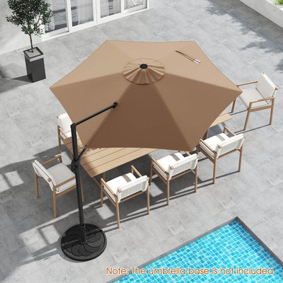 Costway 9 FT Cantilever Patio Umbrella Offset Hanging Umbrella with Vented Top for Poolside Brown