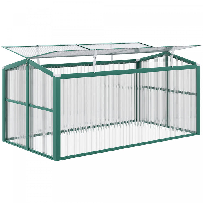 Outsunny Aluminium Cold Frame Greenhouse Garden Portable Raised Planter With Openable Top For Indoor, Outdoor, Flowers, Vegetables, Plants, 51\" X 28\" X 24\"