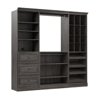 Bestar Versatile 86 W Closet Organization System with Drawers - Walnut Grey
