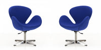 Raspberry Modern Upholstered Swivel Lounge Chair in Blue - Set of 2 Accent Chair