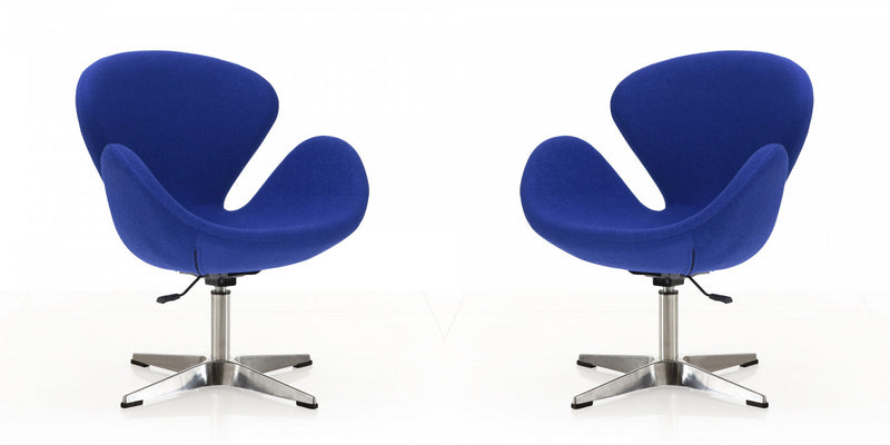 Raspberry Modern Upholstered Swivel Lounge Chair in Blue - Set of 2 Accent Chair