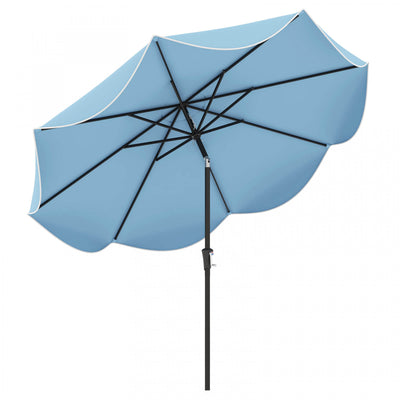 Costway 9 FT Patio Umbrella 2-Tier Market Table Umbrella with Crank Handle & 8 Ribs Navy