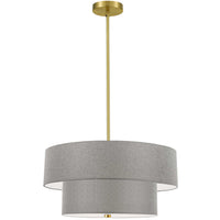 Dainolite Everly 4 Light 2 Tier Pendant Aged Brass Finish Grey Shade Lamp