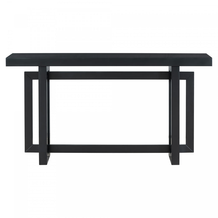 Ethan 59.1'' Triple Rectangle Design Painted Entryway Table with Pine Wood Legs,Black Sofa Table