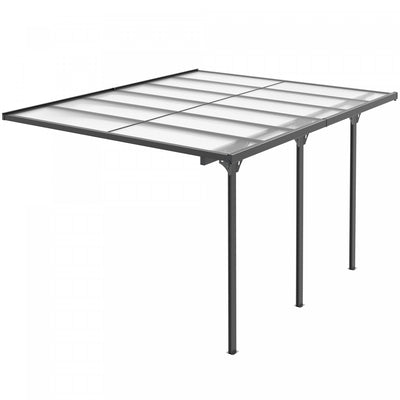 Outsunny 10' X 12' Outdoor Hardtop Pergola Polycarbonate Roof Gazebo Grey