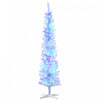 Homcom 7' Slim Artificial Christmas Tree With Colourful Led Lights, White