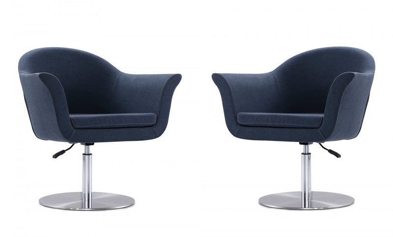 Voyager Modern Woven Blend Swivel Lounge Chair in Smokey Blue - Set of 2