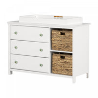 Balka Changing table with removable rim, drawers, and open storage Pure White - South Shore Changing Table 