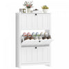 HOMCOM Narrow Shoe Cabinet with 3 Flip Drawers, Shoe Storage Cabinet, White